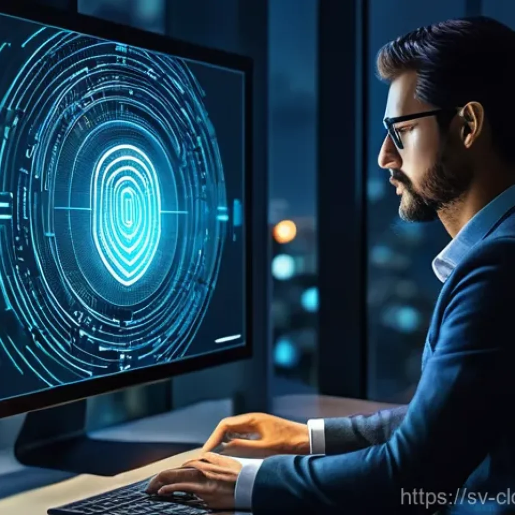 클라우드 서비스의 보안 기능 비교 - **Prompt 1: Layered Digital Security**
"A sophisticated, high-tech illustration of a person, app...
