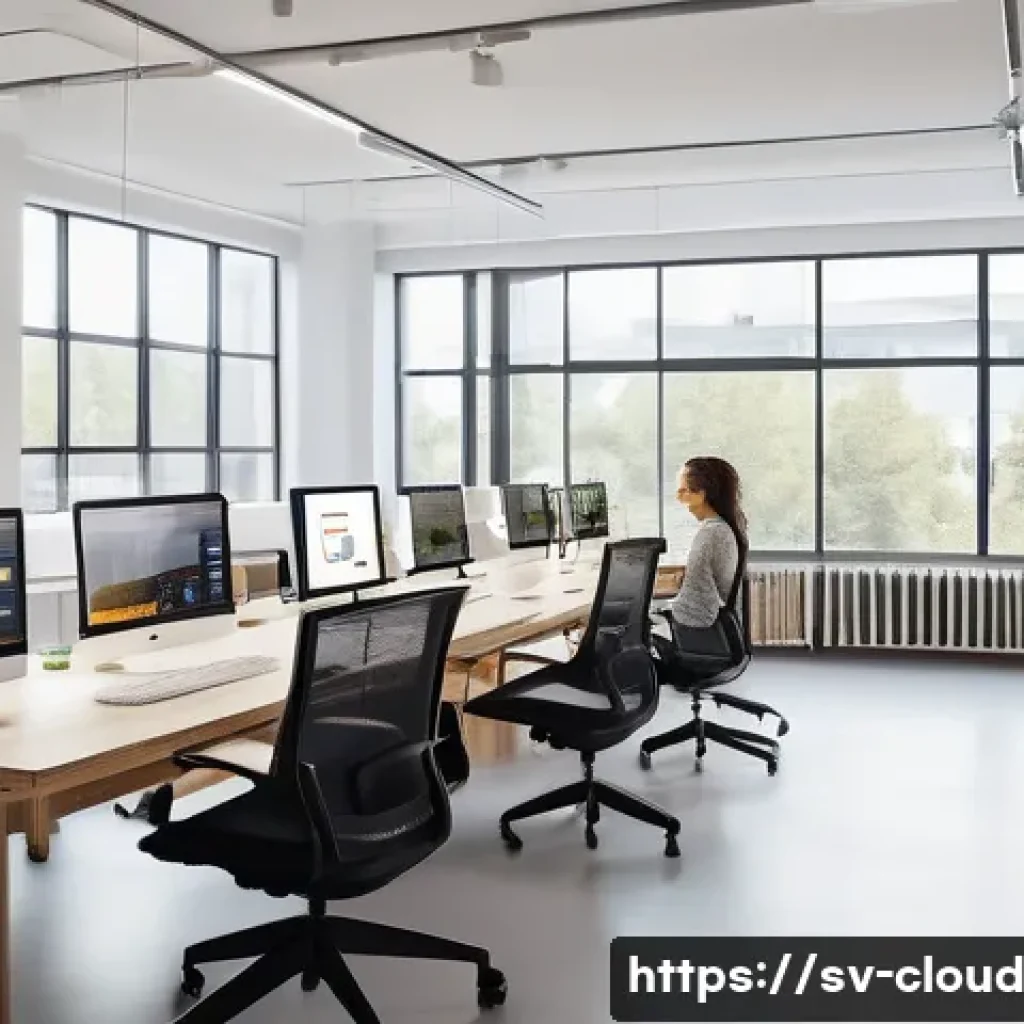 클라우드 서비스의 사용자 맞춤형 옵션 평가 - A modern Scandinavian office environment showcasing a team of diverse professionals collaborating se...